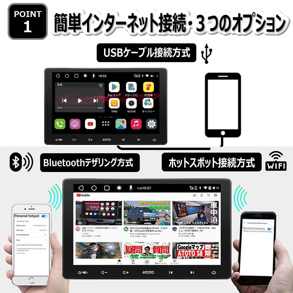 【10インチ/QLEDディスプレイ】ATOTO S8 Lite 2世代 S8G2113LT Andriod カーナビ USBテザリング Bluetooth ワイヤレス CarPlayの画像8