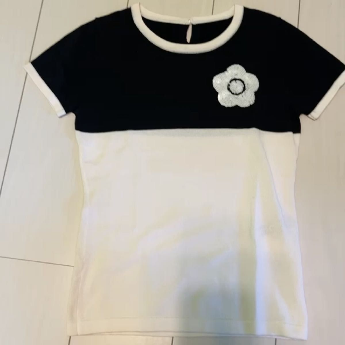 マリークワント　MARY QUANT ニットTシャツ　モノトーン