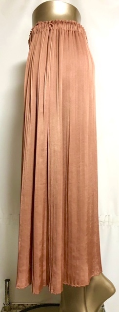  two point successful bid free shipping! 2A30 BRAHMINbla-min pleat wide pants waist rubber gaucho pants size 38 pink Brown lady's 