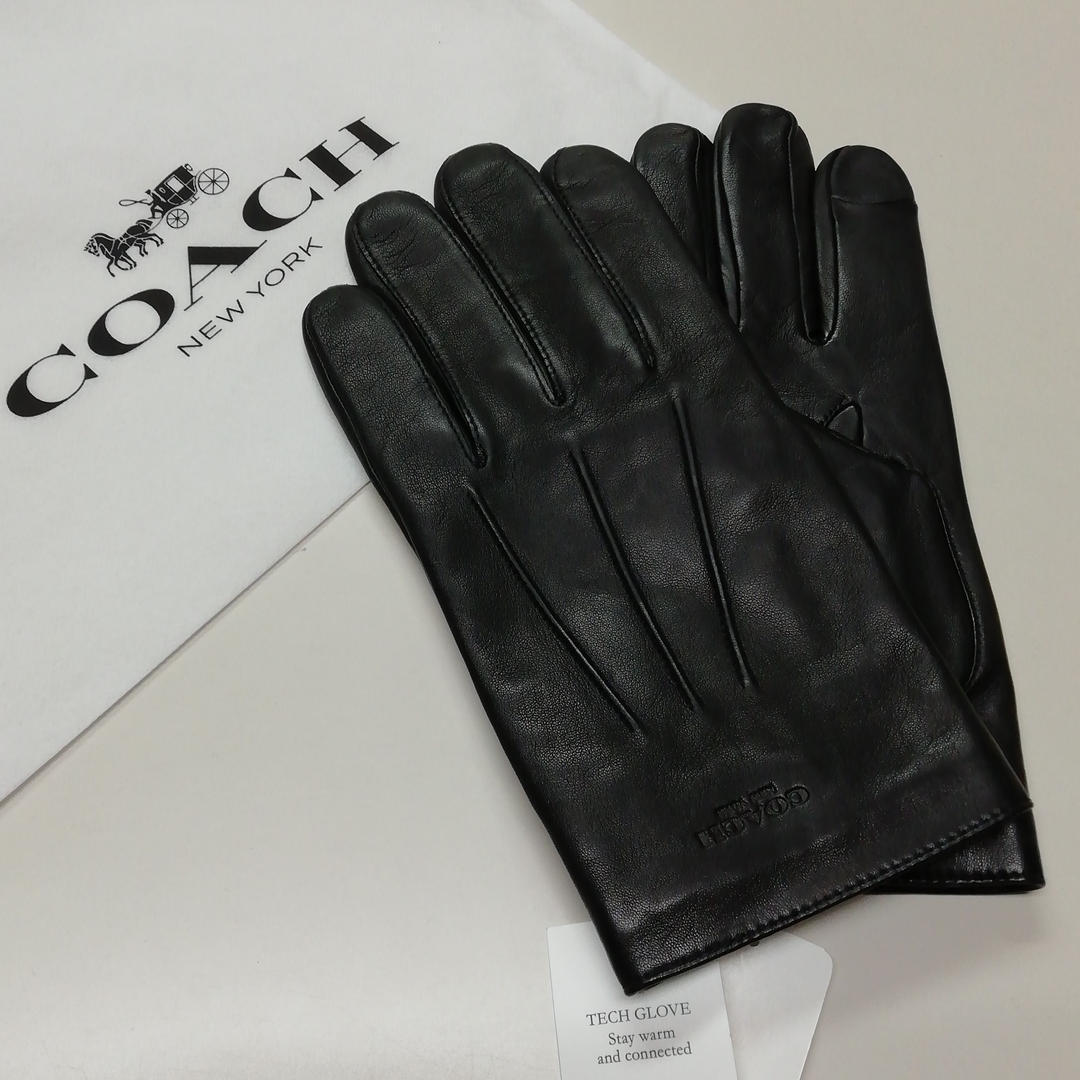 * tag equipped / regular goods *[COACH*54182-L] Coach men's leather glove gloves smartphone correspondence! black black regular price 35,200 jpy last 1 point!!