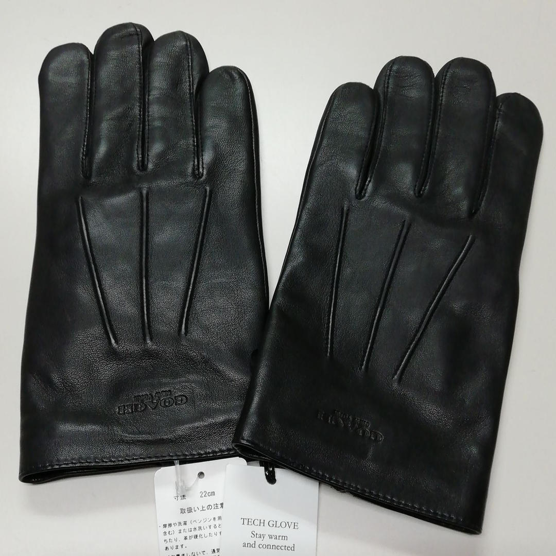 * tag equipped / regular goods *[COACH*54182-L] Coach men's leather glove gloves smartphone correspondence! black black regular price 35,200 jpy last 1 point!!