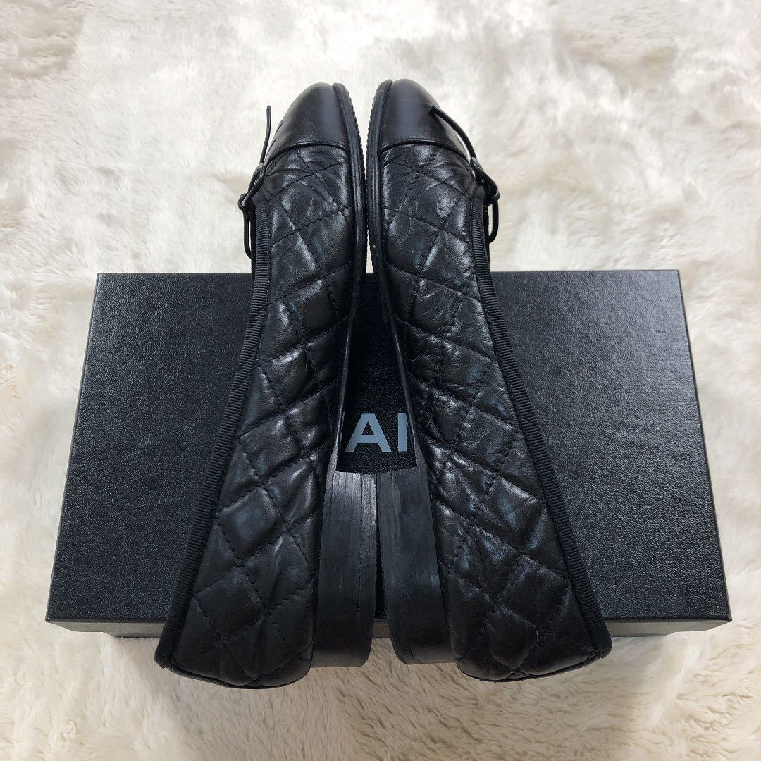 CHANEL シャネル バレリーナ エイジドカーフスキン ブラック 黒 CHANEL シャネル バレリーナ エイジドカーフスキン ブラック 黒