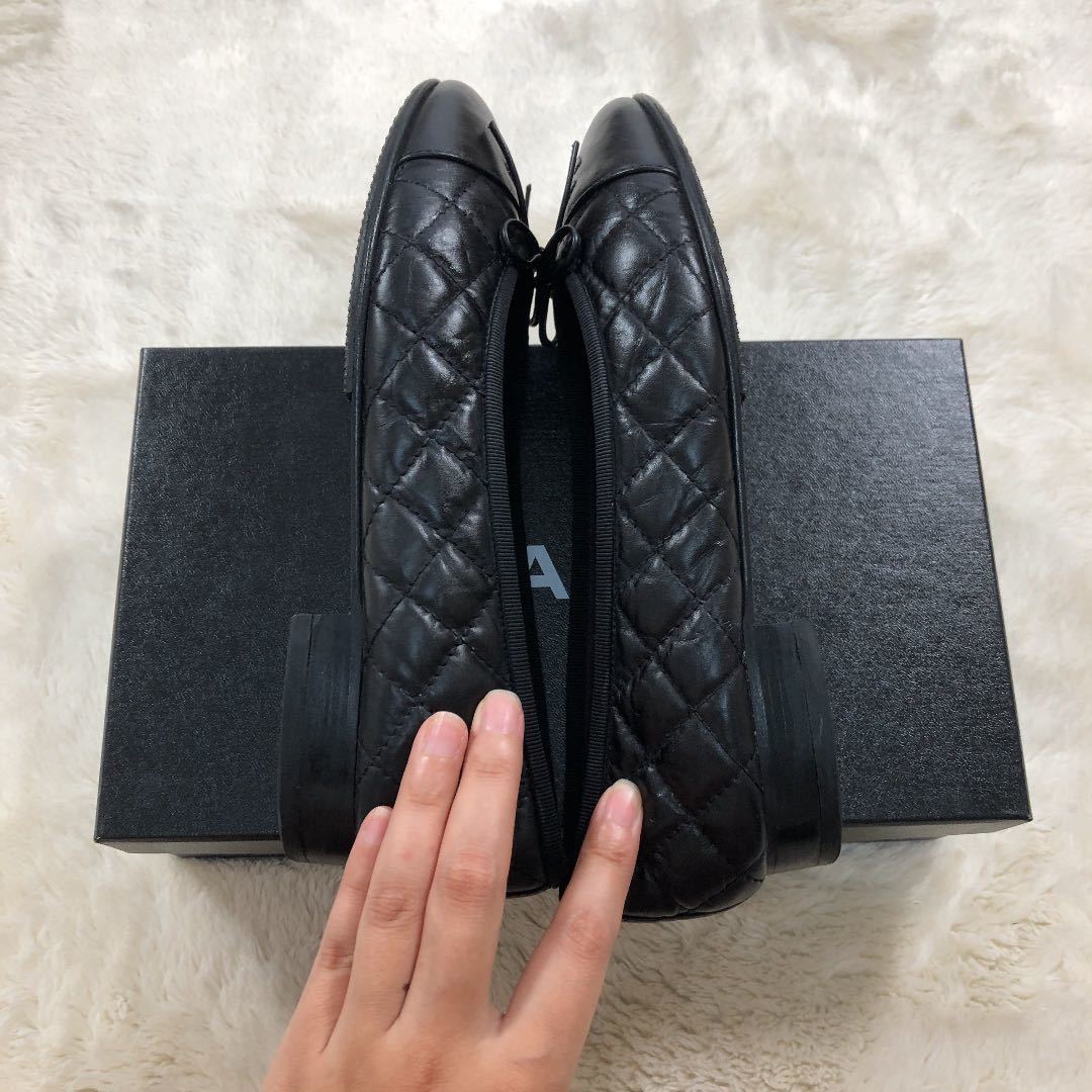 CHANEL シャネル バレリーナ エイジドカーフスキン ブラック 黒 CHANEL シャネル バレリーナ エイジドカーフスキン ブラック 黒