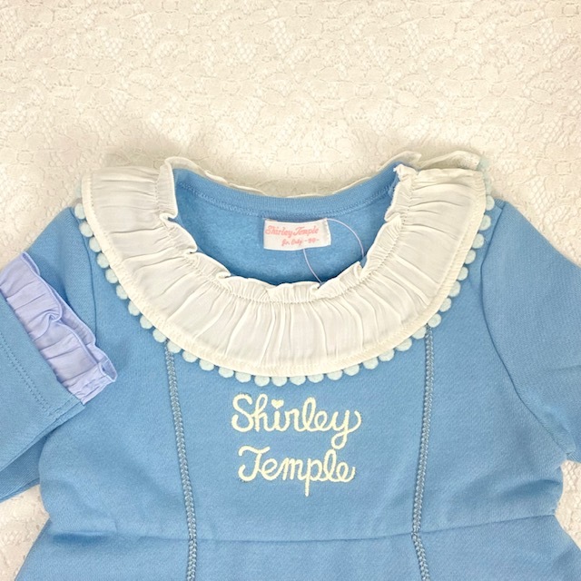 ◆シャーリーテンプル◆ねこちゃんミトントレーナーワンピース◆サックス◆120◆USED◆ShirleyTemple◆ _画像2