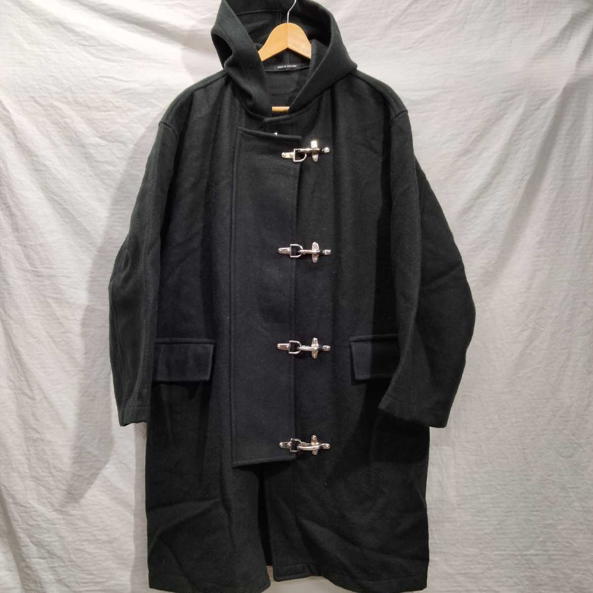 Tibbettfai Ya-Man hook wool melt n duffle coat dark charcoal Britain England made fireman coat 40 L