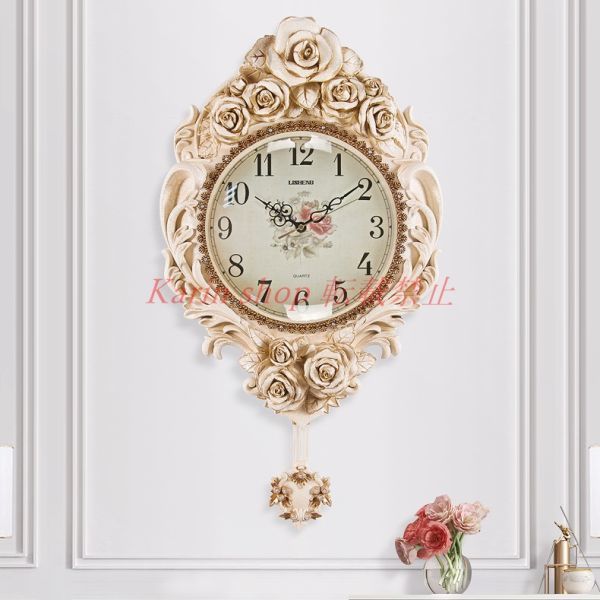 ゴージャス ヨーロピアン スイング 壁掛け時計 装飾 クォーツ時計 直径38cm ME1-189
