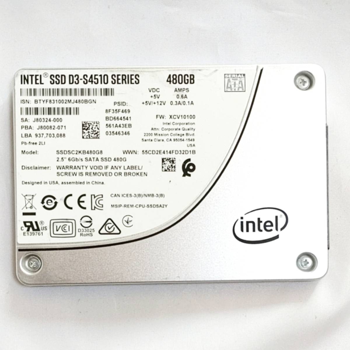 Intel SSD D3-S4510 SERIES 480GB