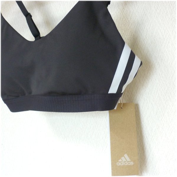 新品未使用M★アディダスオール ミー 3ストライプ ブラ / All Me 3-Stripes Bra/スポーツブラ/スポブ黒_画像3