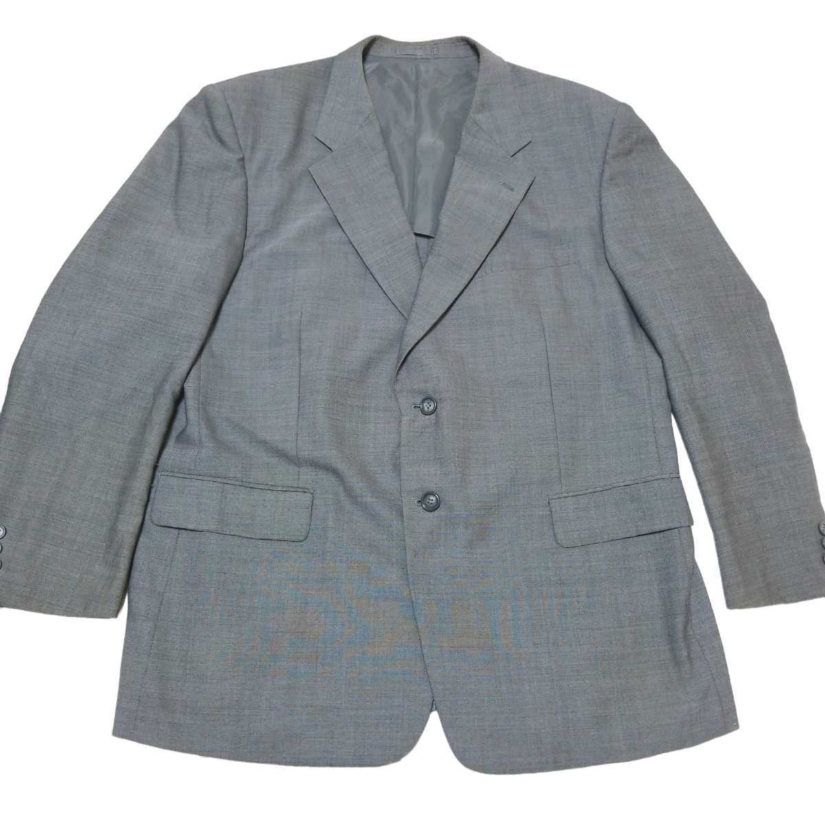 Y015 ウール混 メンズ スーツセットアップ シングル ジャケット スラックス グレー 背抜き BB6 L～LL Kanebo wool ウールマーク ビジネス_画像2