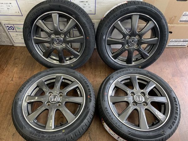 §ホンダ N-BOX モデューロX純正 15X4.5J+45 100-4H ミネルバ209 165/55R15(165/55-15)夏用 新品タイヤ付 N-WGN/N-ONE/N-BOX/N-/ 等軽カー_画像1