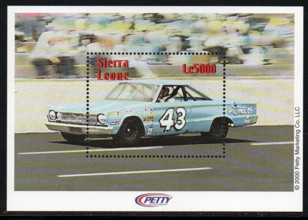 切手 H033 シエラレオネ リチャード・ペティ カーレーサー NASCAR ストックカーレース 車 SL2(3x3)+SS2完 2000年発行 未使用_画像5
