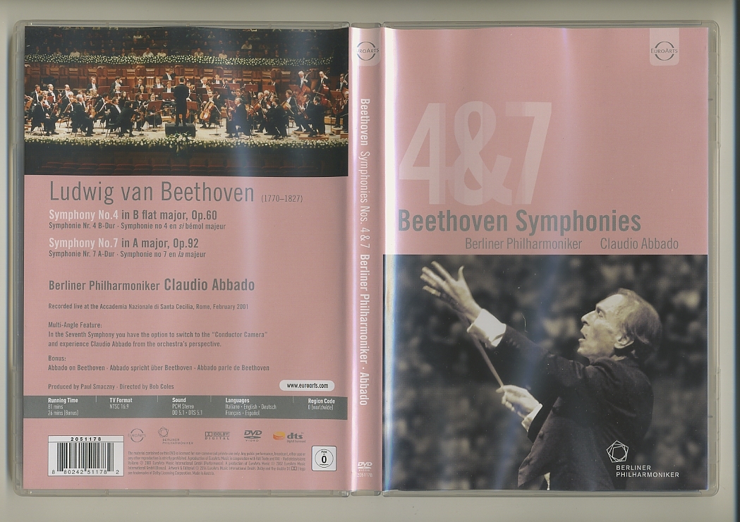 DVD★ベートーヴェン 交響曲 4 7 アバド ベルリン・フィル 運命 Beethoven Symphonies Abbado Berliner Philharmoniker_画像1