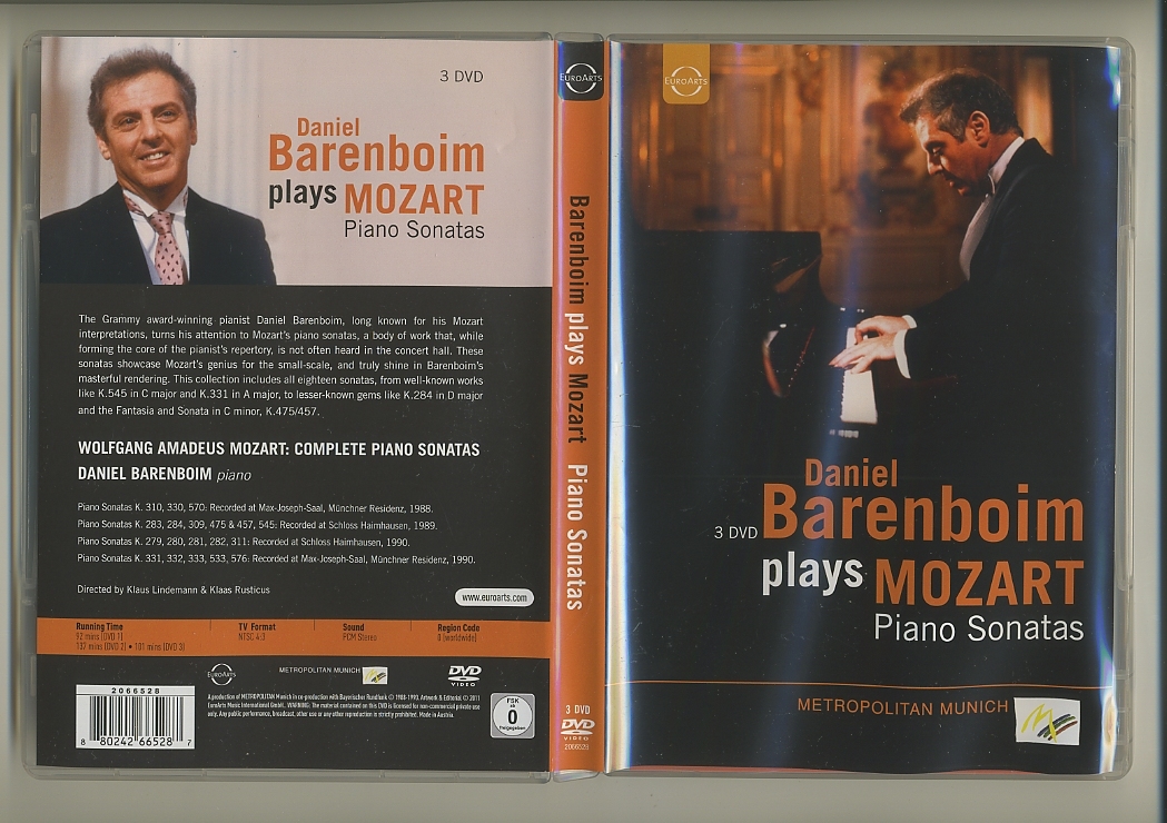 DVD★バレンボイム モーツァルト ピアノ・ソナタ全集 Barenboim Plays Mozart Piano Sonatas Daniel Barenboim 1988 1989 1990_画像1