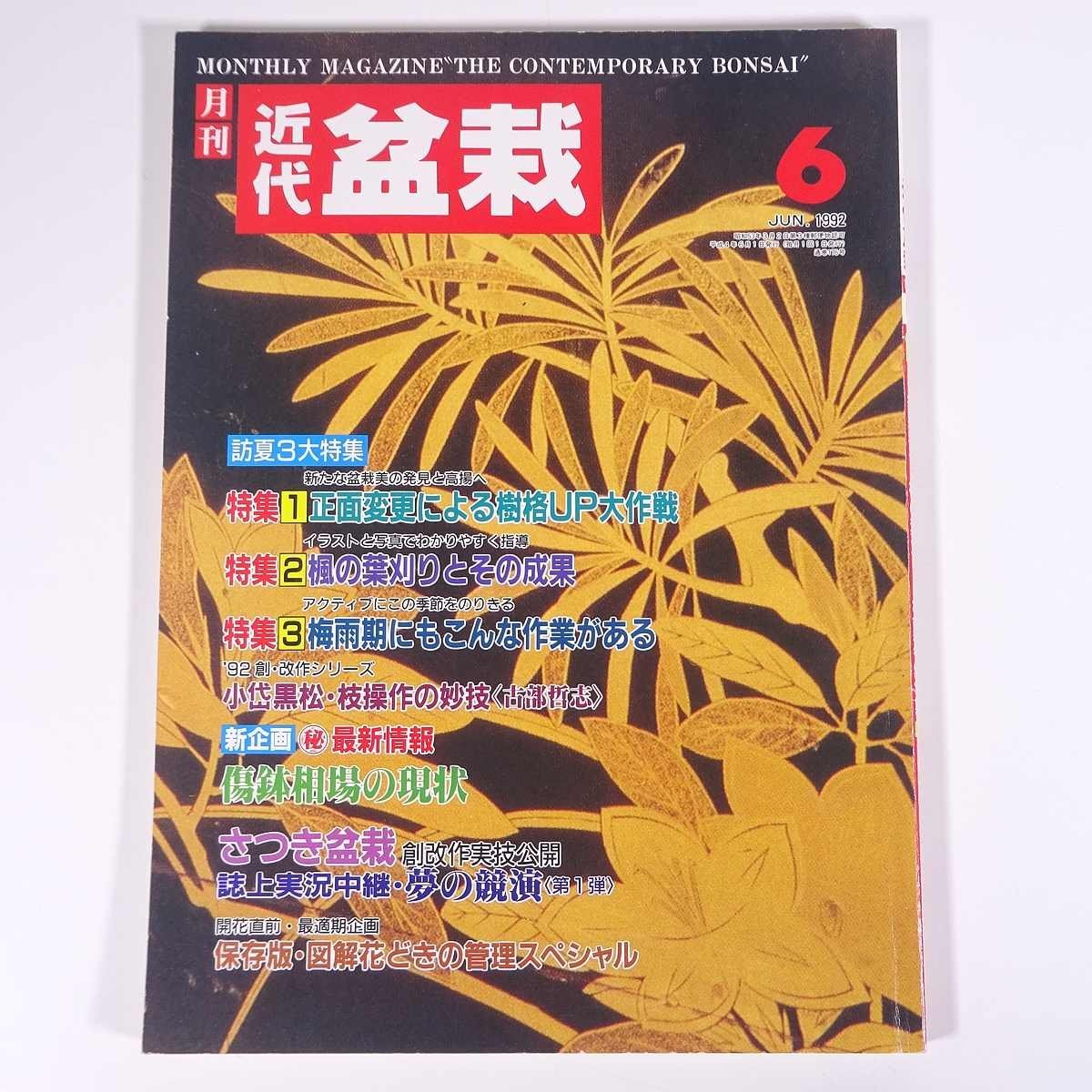 月刊 近代盆栽 No.176 1992/6 近代出版 雑誌 盆栽総合誌 園芸 ガーデニング 植物 特集・正面変更 楓の葉刈り 梅雨期の作業 さつき夢の競演_画像1