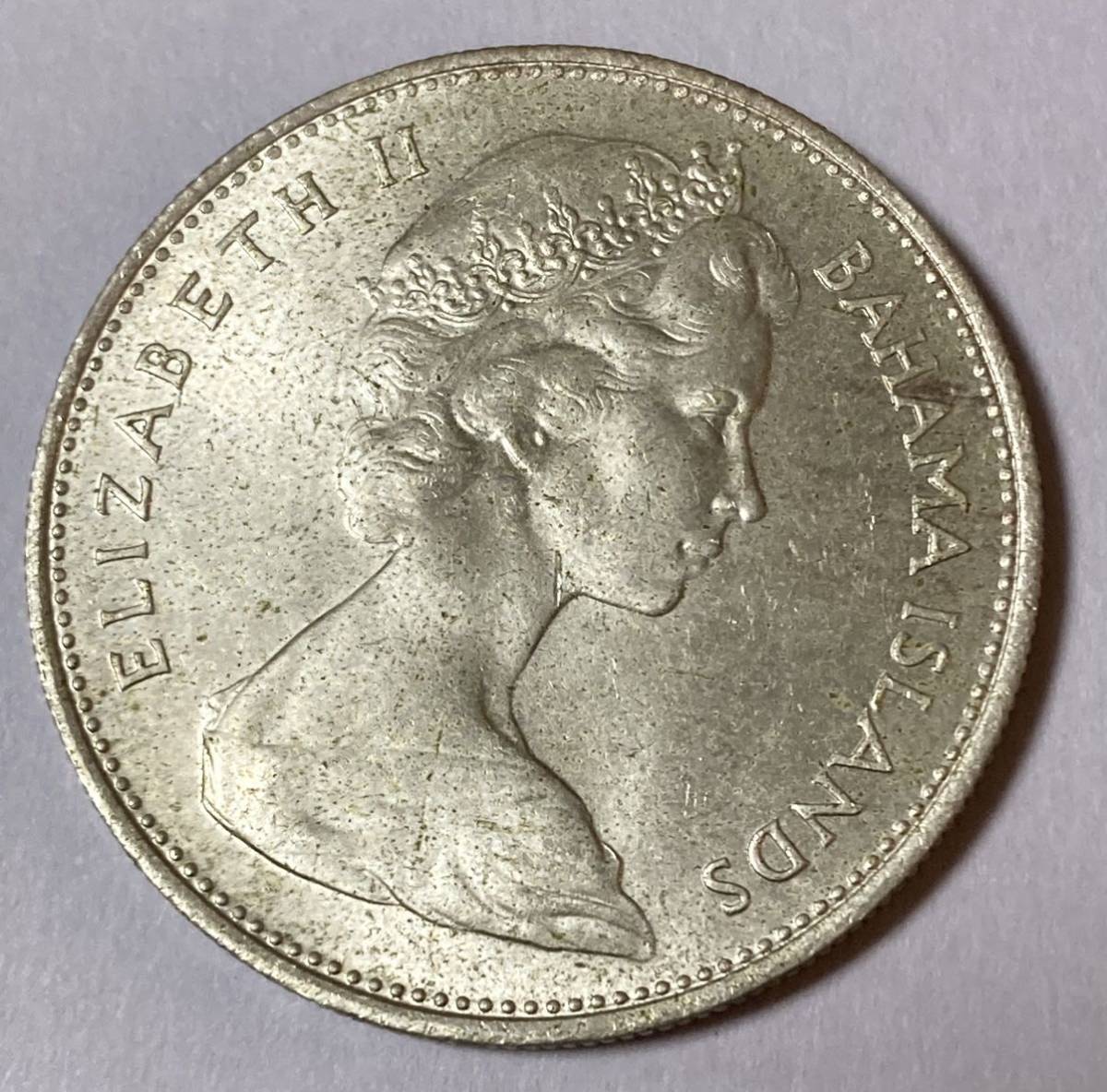 1円〜未使用 バハマ諸島 1966年 1ドル 銀貨 エリザベス トーン Lot4959の画像2