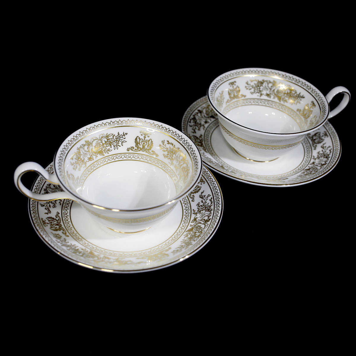 新品 ペア】ウェッジウッド コロンビアゴールド カップ&ソーサー