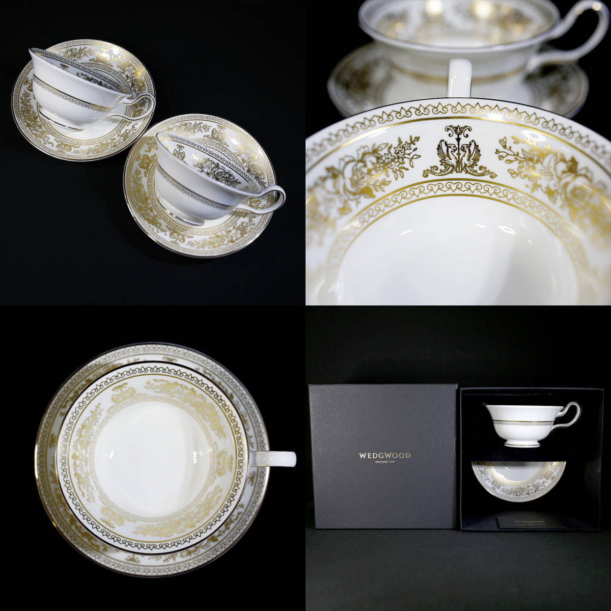 新品 ペア】ウェッジウッド コロンビアゴールド カップ&ソーサー