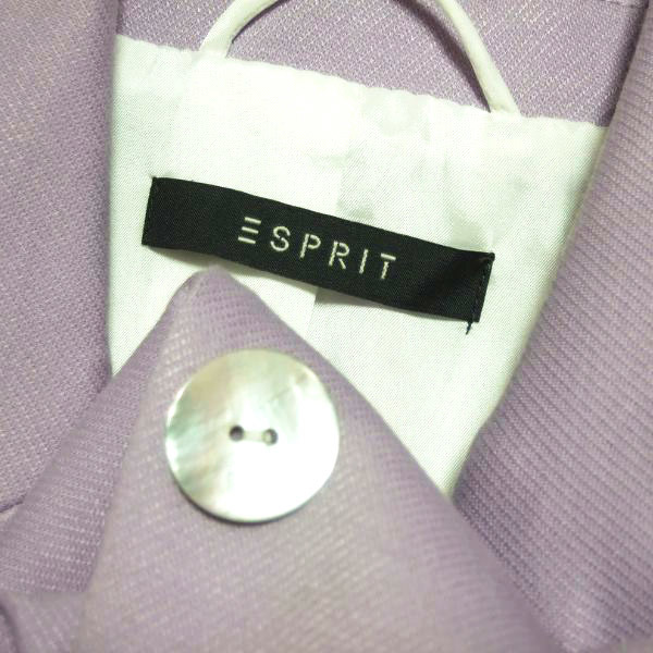 美品/エスプリ ESPRIT テーラードジャケット 小さいサイズ 表記I38 D34 S 7号相当 紫 藤色 シンプル ストレッチ 秋 冬 アウター レディース_画像5