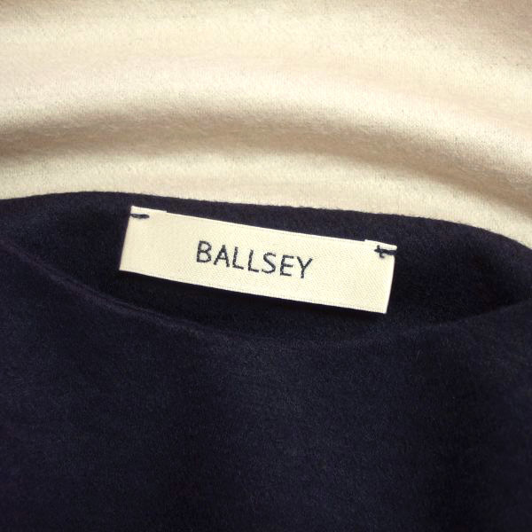 美品/ボールジー BALLSEY ワンピース 表記38号 9号 M相当 古着 紺 ネイビー ベージュ レディース 長袖 ウール シンプル ノーカラー 秋 冬_画像5