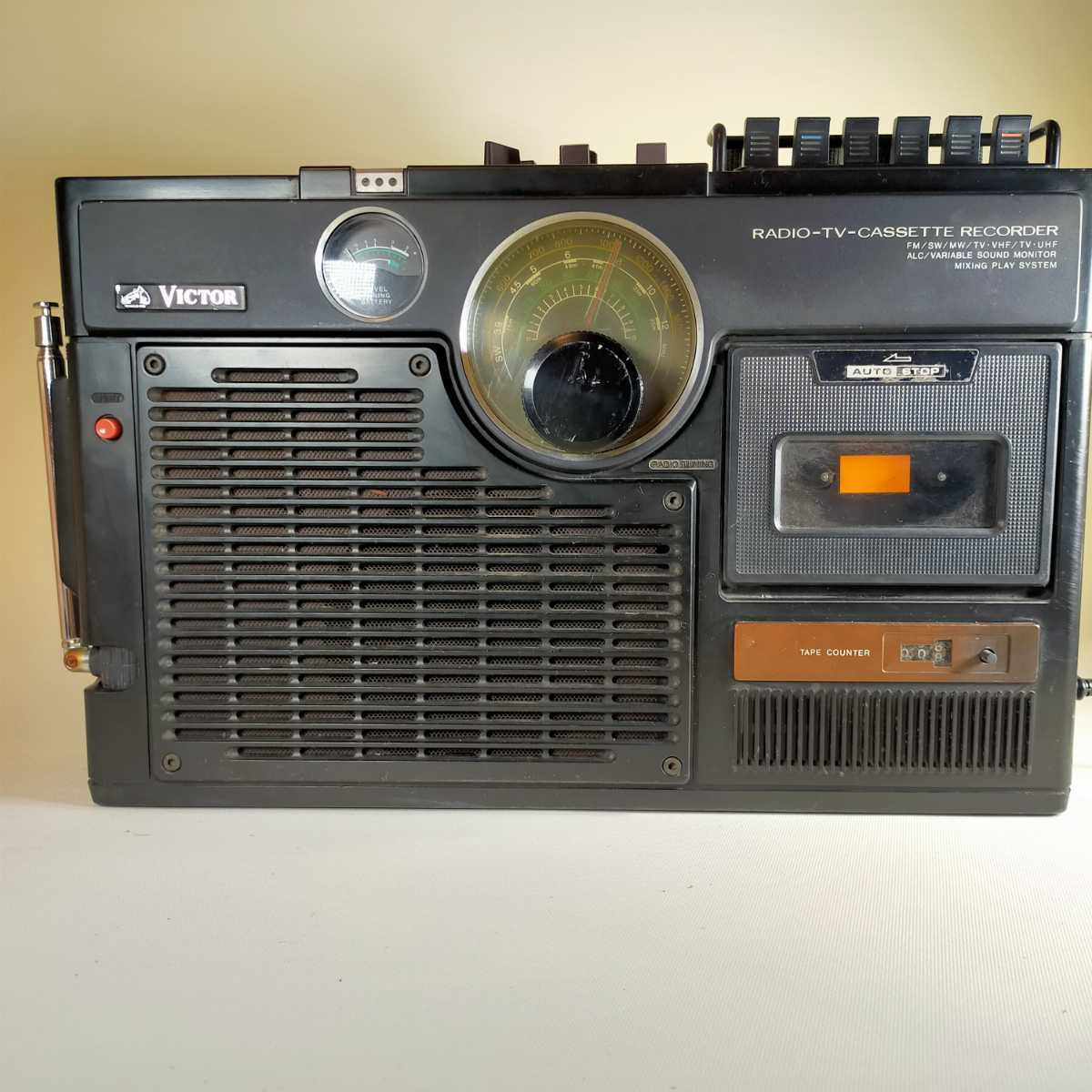 色移り有り おまけ付☆テレカセ☆VICTOR M-77☆ラジオ・テレビ