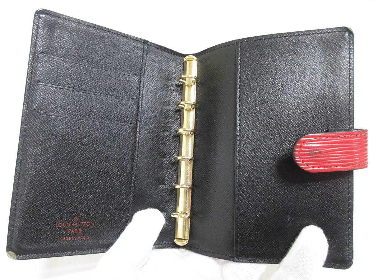 10359◆【SALE】LOUIS VUITTON ルイヴィトン エピ R20057 アジェンダPM 赤 手帳 MADE IN SPAIN 中古 USED_画像6