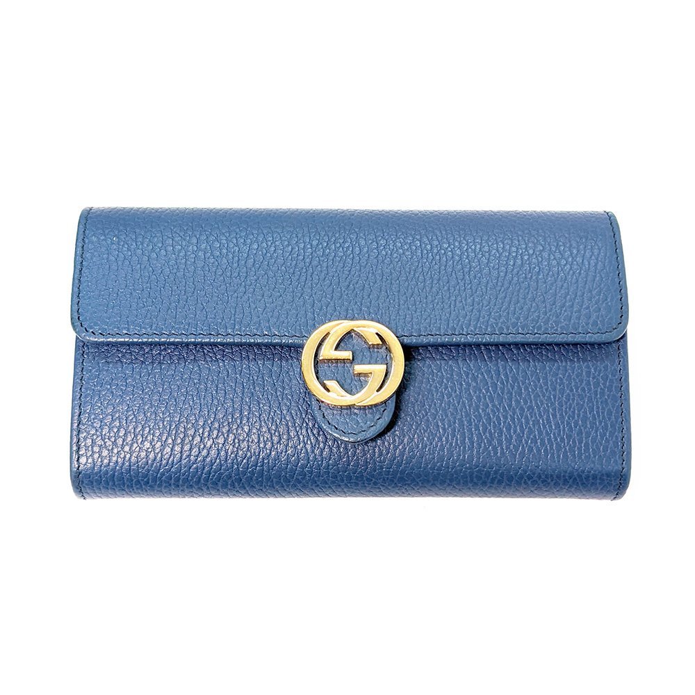 グッチ ダブルG・インターロッキングG・長財布/615524/ブルー/GUCCI