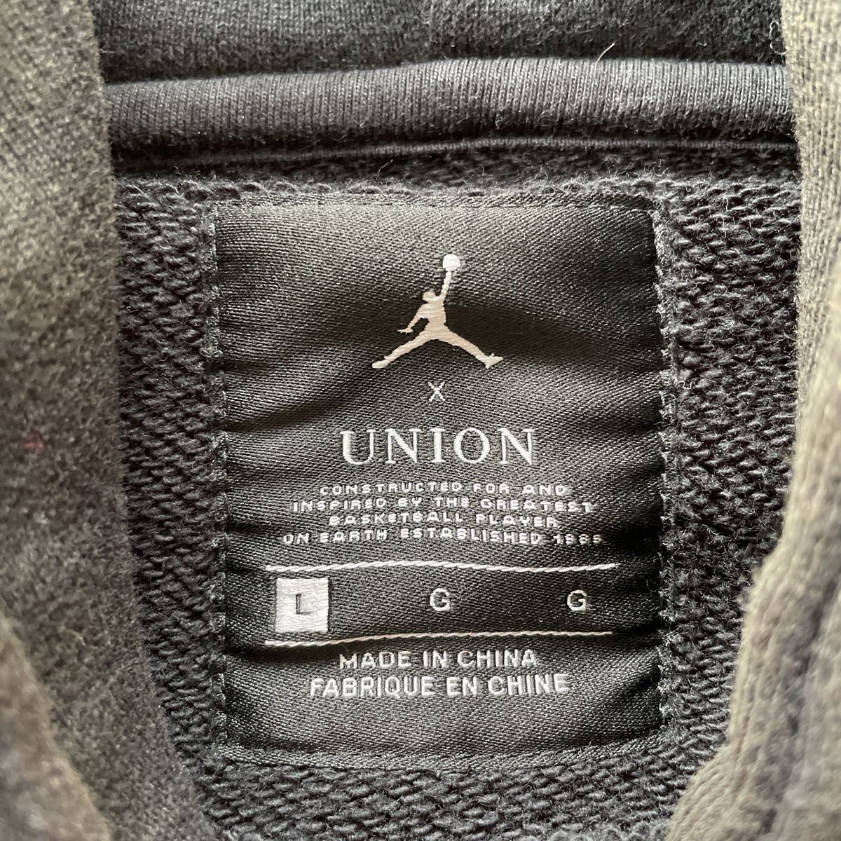 限定　希少　初期　ユニオン　ジョーダン　コラボ　 パーカー　ヴィンテージ 調　黒　UNION Jordan Lサイズ