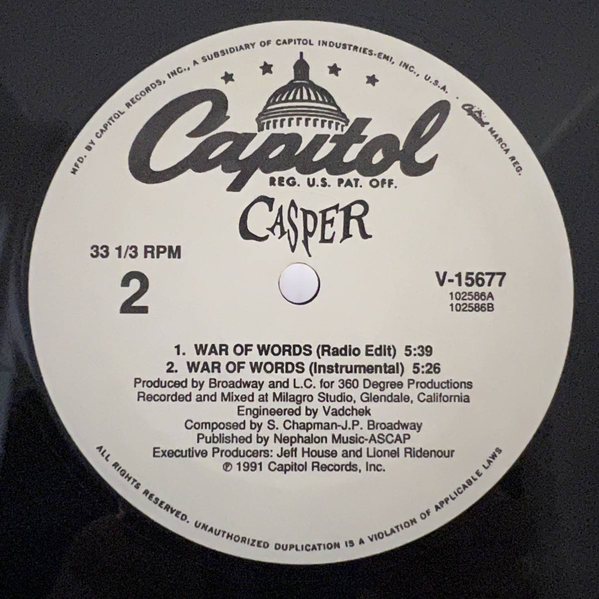 Hip Hop 12 - Casper - Adrenalin - Capitol - VG+ - シュリンク付_画像4