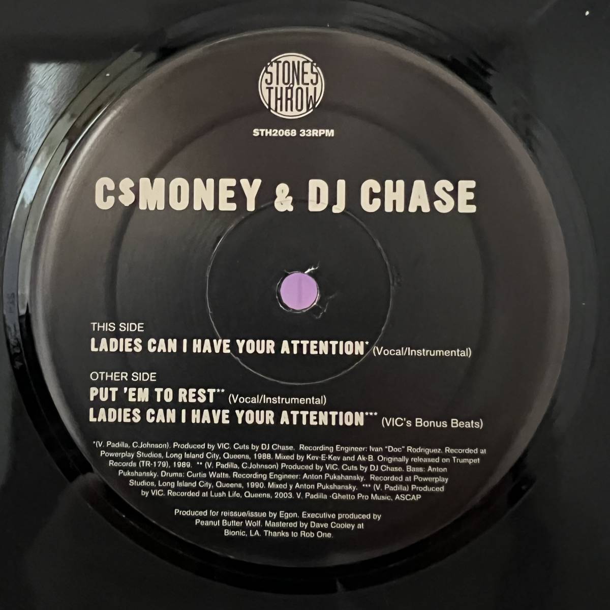 Hip Hop 12 - C$ Money & DJ Chase - Ladies Can I Have Your Attention - Stones Throw - VG+ - シュリンク付_画像2