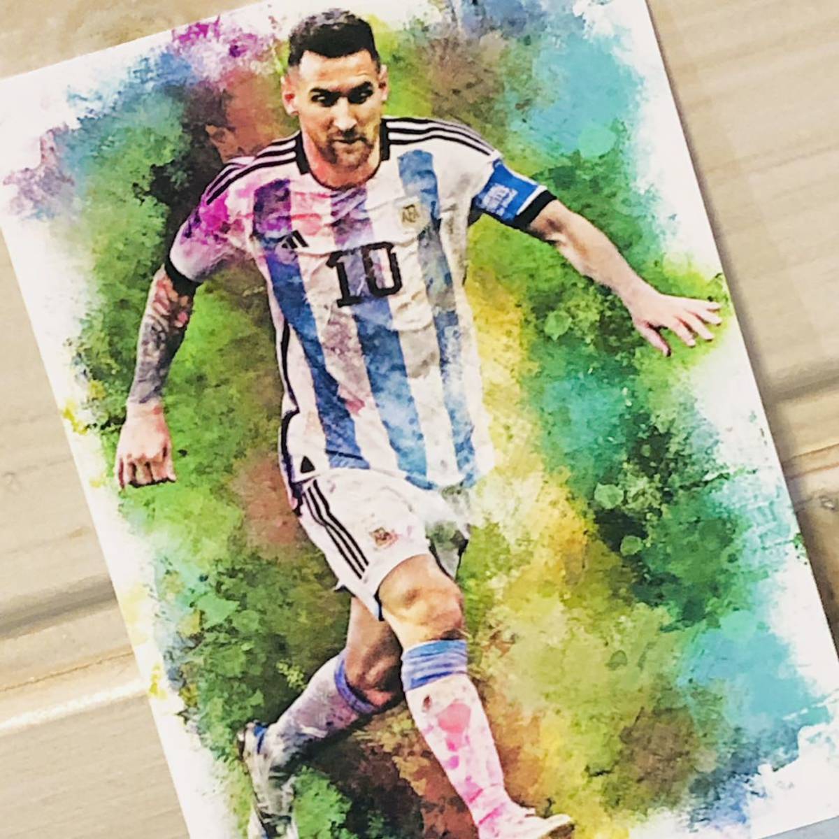★世界に1枚★ リオネル メッシ アート カード 2022 ワールドカップ lionel messi PSG パリサンジェルマン アルゼンチン マラドーナの画像1