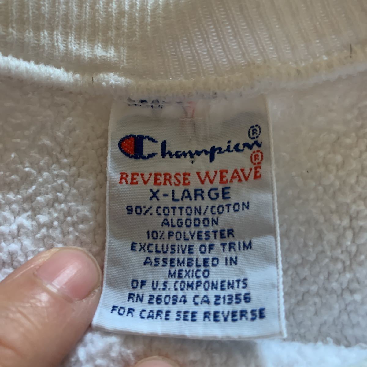 90's【Champion】メキシコ製 チャンピオン リバースウィーブ 企業モノ グレー XL reverse weave ヴィンテージ 刺繍タグ Morgan stanley_画像3