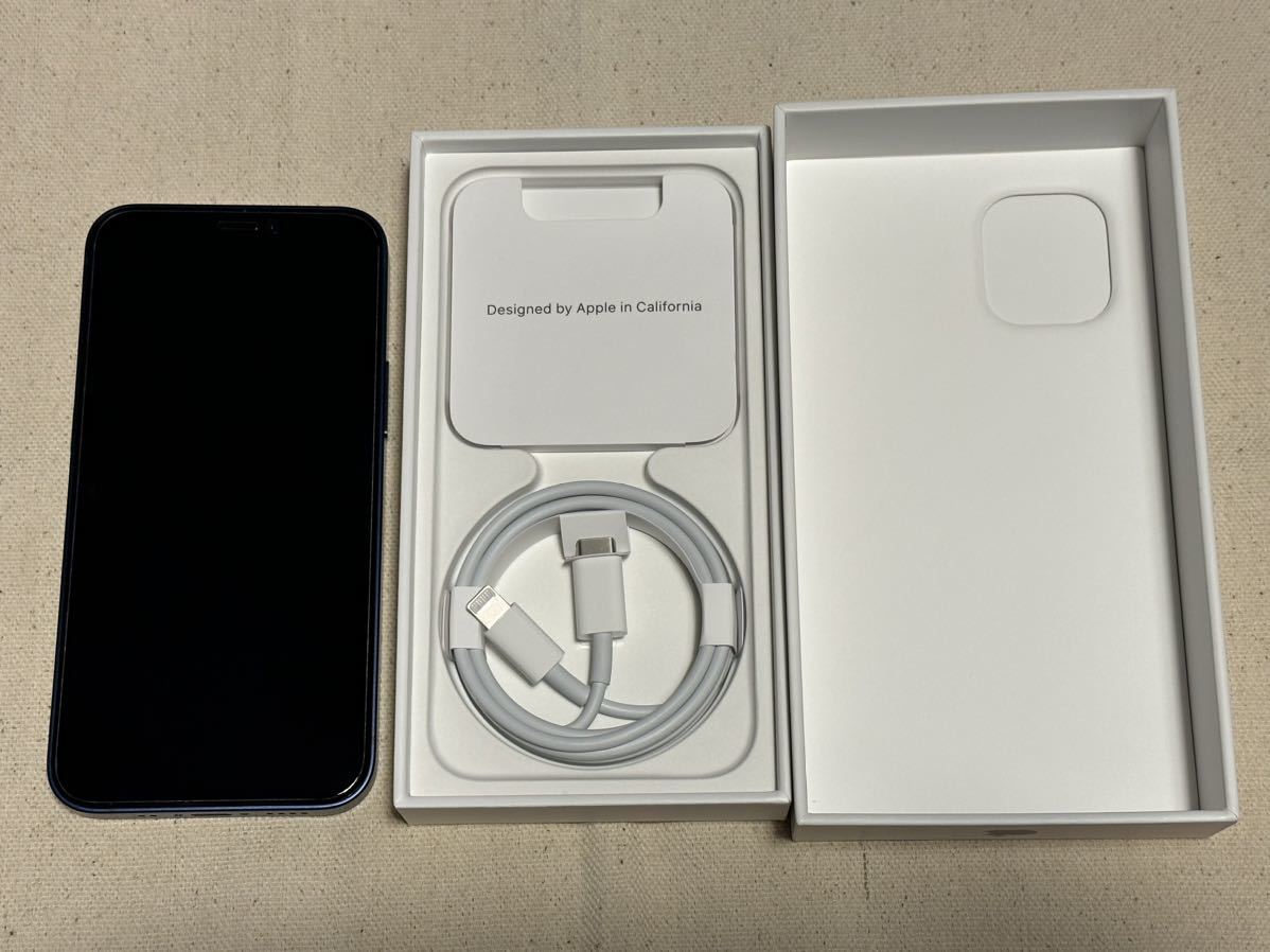 美品 Apple iPhone12 mini 本体 ブルー 64GB MGAP3J/Aドコモ判定○ SIM