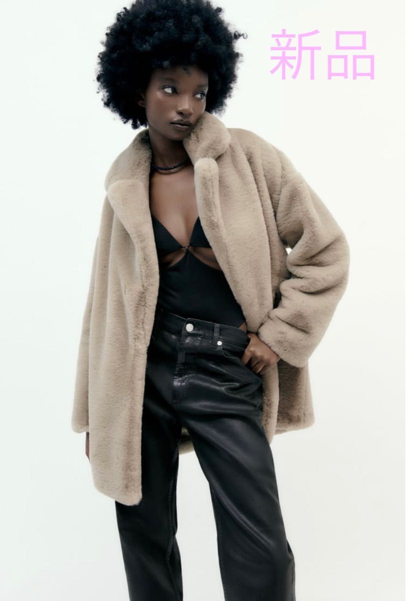 新品タグ付定価1万6千円 ZARA ザラ フェイクファーコート 新品タグ付定価1万6千円 ZARA ザラ フェイクファーコート