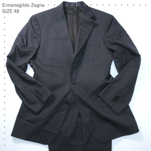 極美品 エルメネジルドゼニア Ermenegildo Zegna シングル3Bスーツ/国内正規/春夏モデル ネイビー 48（4848)