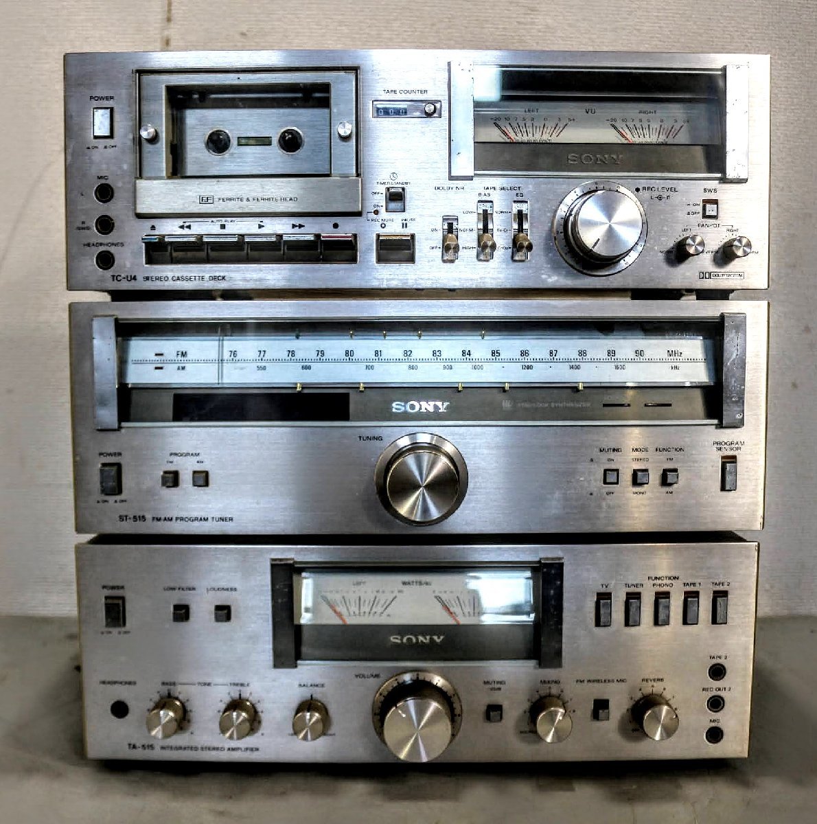 通電OK♪SONY ソニー TC-U4（テープレコーダー）・ST-515（FM/AM チューナー）・TA-515（ステレオアンプ）セット 12Y571の画像1