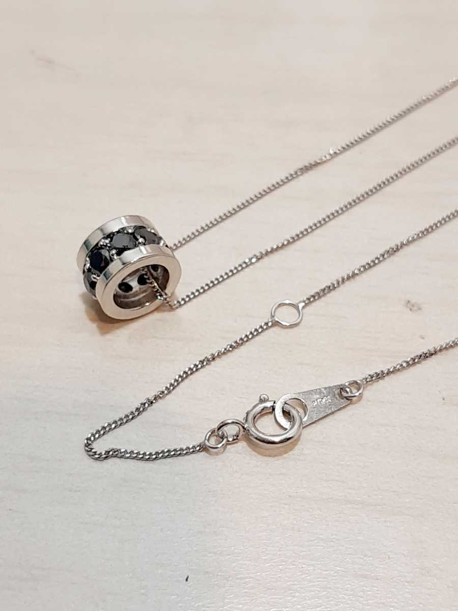 K18WG☆天然BURAKUダイヤ0.50ct☆ネックレス40cm ペンダント☆7