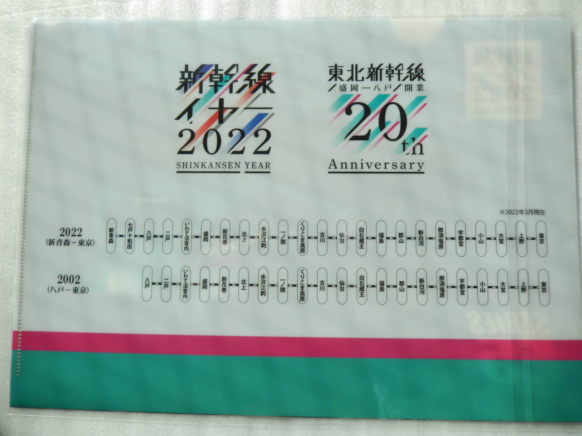 新幹線 YEAR 2022《 E5系 東北 新幹線 【盛岡-八戸】 開業 20周年 記念 クリアファイル 横》☆★☆★☆★☆★☆★☆★☆★ 鉄道 JR グッズ_画像5