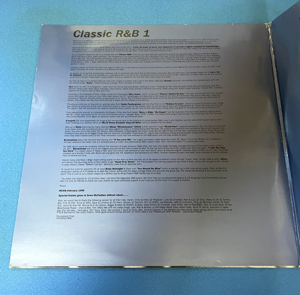 【R&B】【SOUL】V.A. - Classic R&B (Definitive R&B Mastercuts Volume 1) / Mastercuts CUTSLP40 / 2×VINYL LP / UK /Brandy/D'Angelo_画像2