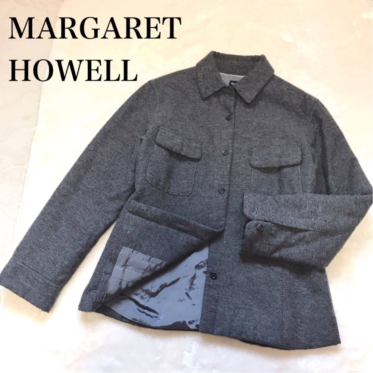 【美品】MARGARET HOWELL マーガレットハウエル ウール ジャケット ブルゾン グレー レディース ブランド_画像1