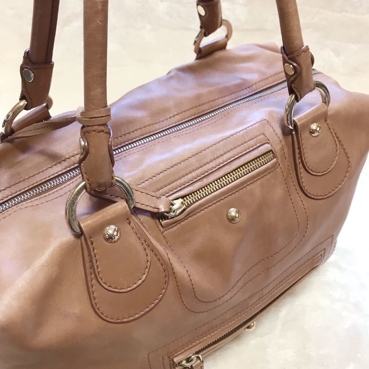 TOD*S Tod's high capacity Mini Boston tote bag all leather Brown lady's bag brand handbag 