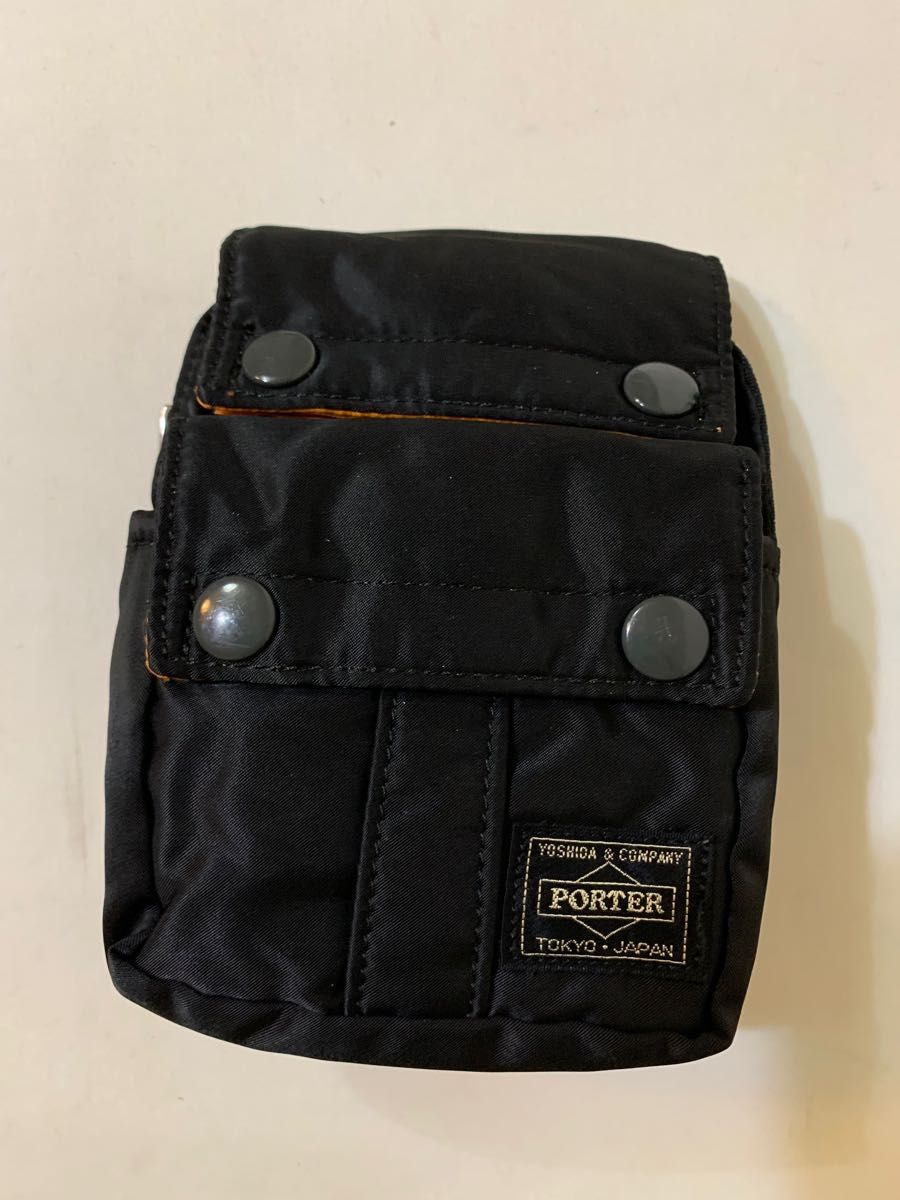 美品 ポーター ビームス タンカー ウエストポーチ 小物入れ 2段 黒 PORTER BEAMS 吉田カバン