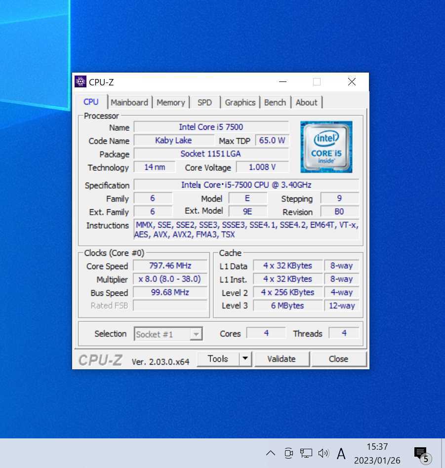 CPU Intel Core i5 7500 3 4GHz 4コア4スレッド KabyLake PCパーツ