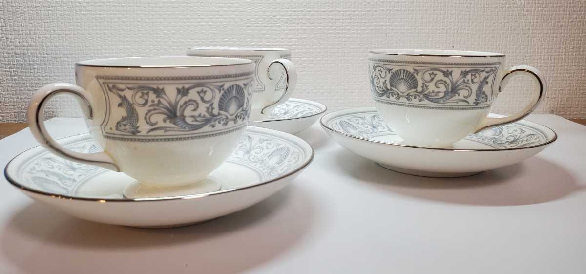 美品 ウエッジウッド ドルフィンホワイト カップ&ソーサー3客 WEDGWOOD