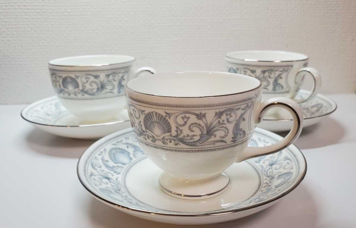 美品 ウエッジウッド ドルフィンホワイト カップ&ソーサー3客 WEDGWOOD