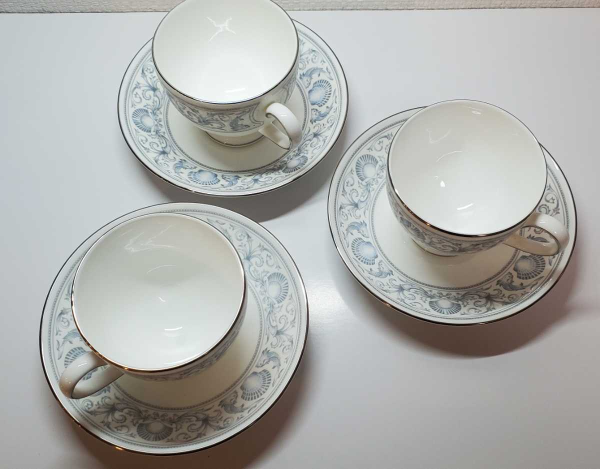 美品 ウエッジウッド ドルフィンホワイト カップ&ソーサー3客 WEDGWOOD