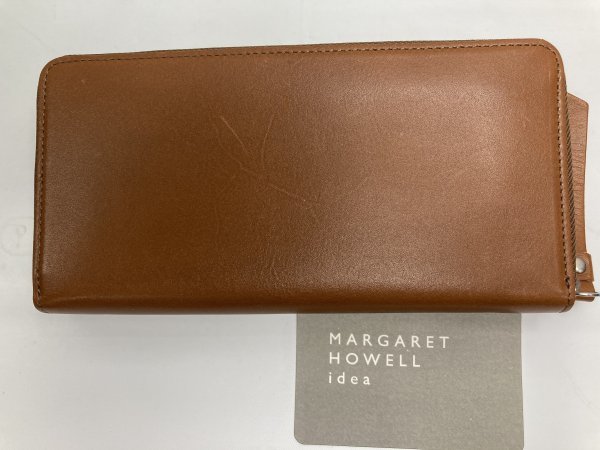 ○ 訳有 未使用 MARGARET HOWELL 定番ラウンドジップ長財布 黄茶