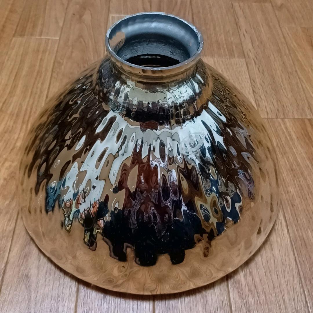 美品 マーキュリー グラス ランプ シェード シルバー 25 4