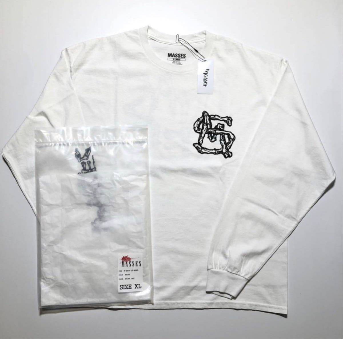 【XL】新品 MASSES T-SHIRT L/S BONE2 WHITE マシス Tシャツ ロングスリーブ ボーン2 ホワイト ロンT 長袖Tシャツ N84
