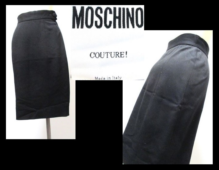 【087-175】MOSCHINOモスキーノ★黒タイトスカート/イタリー製サイズ38_画像1