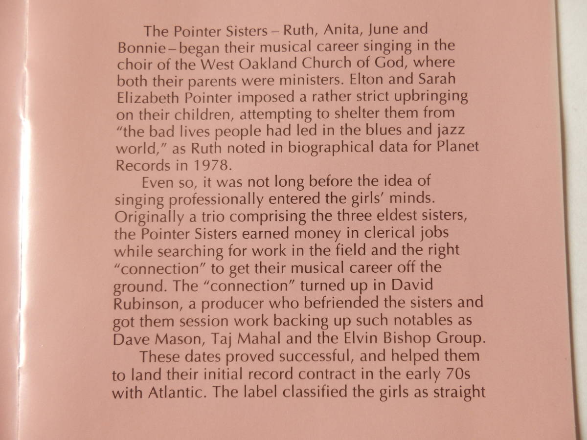 CD/ポインター.シスターズ/Pointer Sisters- Best 1978-1981/Fire:Pointer Sisters/The Love Too Good To Last/Slow Hand:Pointer Sisters_画像5